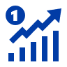 Um gráfico de barras ascendente e um número 1 em um círculo
